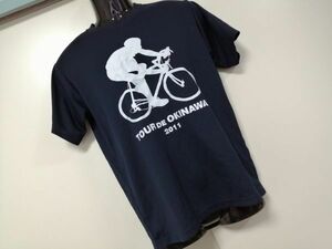 kkyj2370 ■ TOUR DE OKINAWA 2011 ■ Tシャツ カットソー トップス 半袖 ドライメッシュ 濃紺 ダークネイビー S