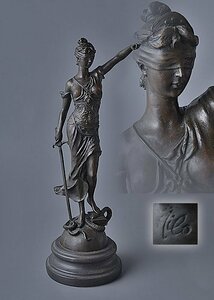 t-u972▽良▽ギリシャ神話正義の女神ブロンズ像　在銘　検 人間国宝現代作家民藝現代アートインテリアContemporary