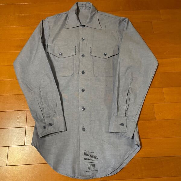 希少 DEAD STOCK『US ARMY』87年会計VINTAGEコットンシャンブレーユーティリティシャツ ヴィンテージ アメリカ軍 ミリタリー 軍物 古着 ③