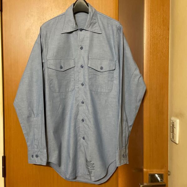 希少 DEAD STOCK『US ARMY』87年会計VINTAGEコットンシャンブレーユーティリティシャツ ヴィンテージ アメリカ軍 ミリタリー 軍物 古着 ④
