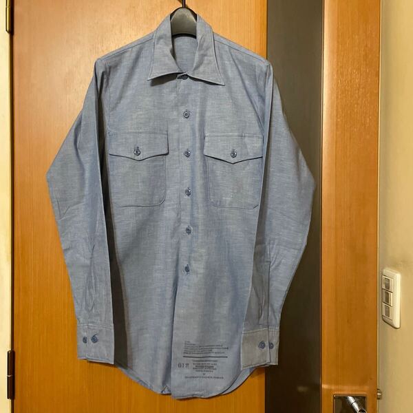 希少 DEAD STOCK『US ARMY』87年会計VINTAGEコットンシャンブレーユーティリティシャツ ヴィンテージ アメリカ軍 ミリタリー 軍物 古着 ⑦