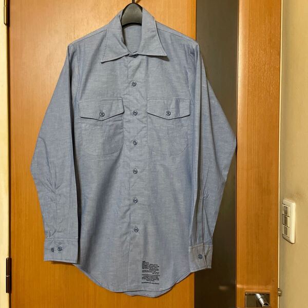 希少 DEAD STOCK『US ARMY』87年会計VINTAGEコットンシャンブレーユーティリティシャツ ヴィンテージ アメリカ軍 ミリタリー 軍物 古着 ⑧
