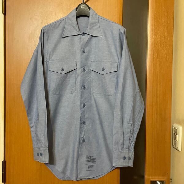 希少 DEAD STOCK『US ARMY』87年会計VINTAGEコットンシャンブレーユーティリティシャツ ヴィンテージ アメリカ軍 ミリタリー 軍物 古着 12