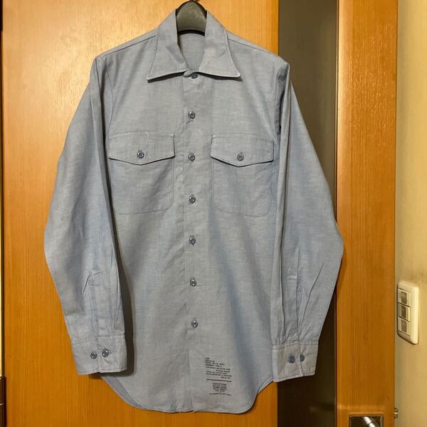 希少 DEAD STOCK『US ARMY』87年会計VINTAGEコットンシャンブレーユーティリティシャツ ヴィンテージ アメリカ軍 ミリタリー 軍物 古着 13
