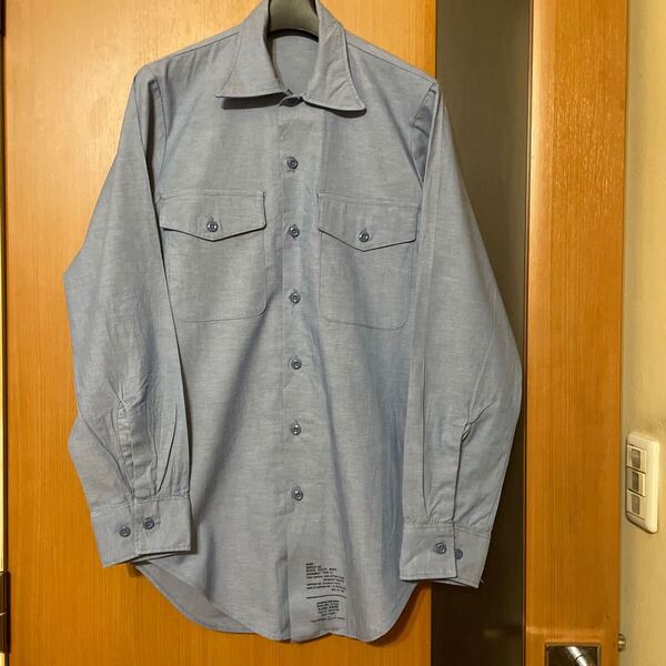 希少 DEAD STOCK『US ARMY』87年会計VINTAGEコットンシャンブレーユーティリティシャツ ヴィンテージ アメリカ軍 ミリタリー 軍物 古着 17