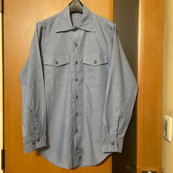 希少 DEAD STOCK『US ARMY』87年会計VINTAGEコットンシャンブレーユーティリティシャツ ヴィンテージ アメリカ軍 ミリタリー 軍物 古着 21