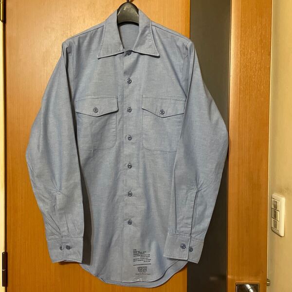希少 DEAD STOCK『US ARMY』87年会計VINTAGEコットンシャンブレーユーティリティシャツ ヴィンテージ アメリカ軍 ミリタリー 軍物 古着 26