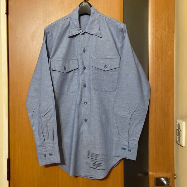 希少 DEAD STOCK『US ARMY』87年会計VINTAGEコットンシャンブレーユーティリティシャツ ヴィンテージ アメリカ軍 ミリタリー 軍物 古着 29