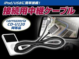 iPhone iPod USB用 接続 中継 ケーブル CD-U120互換 パイオニア カロッツェリア carrozzeria 【カーナビ