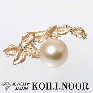  south . pearl 11.8mm diamond 0.05ct 18 gold pink gold K18PG pendant top brooch leaf leaf pearl pearl 