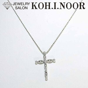  Folli Follie diamond 0.08ct 18 gold white gold K18WG pendant necklace Cross 10 character . gothic Folli Follie