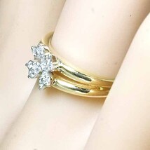 ヴァンドーム ダイヤモンド 0.13ct 18金イエローゴールド K18YG プラチナ PT900 リング 9号 VENDOME 花 フラワー_画像4