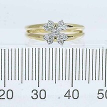 ヴァンドーム ダイヤモンド 0.13ct 18金イエローゴールド K18YG プラチナ PT900 リング 9号 VENDOME 花 フラワー_画像7