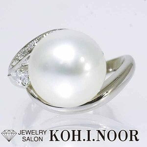  south . pearl 12.2mm diamond 0.16ct platinum Pt900 ring 11 number white chou pearl pearl 