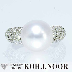  south . pearl 10.8mm diamond 1.25ct platinum PT900 ring 11 number white chou pearl 