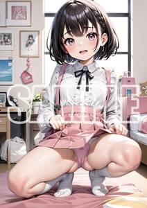 1777【高品質☆A4サイズポスター】アートポスター セクシー 美女 美少女 制服 下着 イラスト かわいい 女の子 同人 オリジナル アニメ