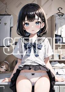 2284★1円スタート【高品質☆A4サイズポスター】セクシー 美女 美少女 制服 下着 イラスト かわいい 女の子 同人 オリジナル アニメ