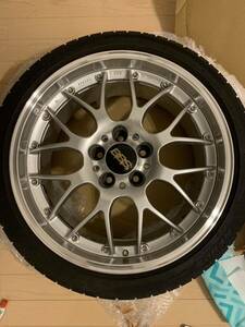 ガリなし！ BBS RS-GT 114.3 8.5J +38 バリ溝タイヤ付 2本セット