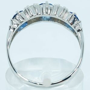 ★1円スタ!鑑定付【S1.28ct&D0.23ct】PT900 5.3g ♯16 プラチナ 大粒天然サファイア ダイヤモンドリング Sapphire Diamond Ring 指輪 仕上の画像4