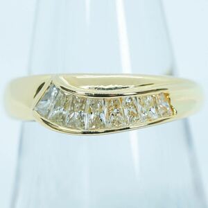 ★1円スタ!【D0.54ct】18KYG 4.0g ♯13 イエローゴールド バゲットカット テーパーカット ダイヤモンドリング Diamond Ring 指輪 仕上げ済