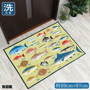 玄関マット おしゃれ 母の日 室内 洗える 約59×87cm キッチン アクセントマット イラスト マット 敷物 転写プリント 知育 TEN008-B