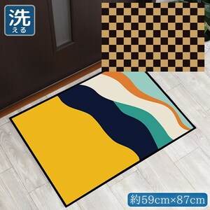 玄関マット おしゃれ 母の日 室内 洗える 約59×87cm キッチン アクセントマット イラスト マット 敷物 転写プリント フラワーTEN108-B