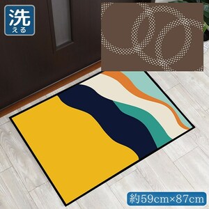 玄関マット おしゃれ 母の日 室内 洗える 約59×87cm キッチン アクセントマット イラスト マット 敷物 転写プリント フラワーTEN099-B