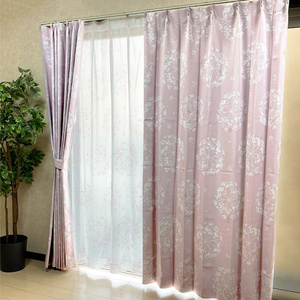 カーテン 2級遮光 遮熱 2枚組 タッセル 100×178cm ミッキー フレンズ ピンク シルエット ディズニー ドレープカーテン