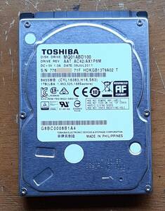 【中古】 TOSHIBA ＜1TB＞ 2.5インチHDD　MQ01ABD100 9.5mm 内蔵型 