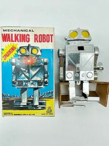 【中古品】シルバー発火ロボット WALKING ROBOT ゼンマイ 日本製 T.P.S.