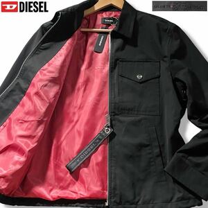 新品タグ付き/XL相当●DIESEL ディーゼル ナイロン コーチジャケット ジップ ブルゾン 春夏 ロゴチャーム 裏地レッド 赤 背面ロゴ刺繍