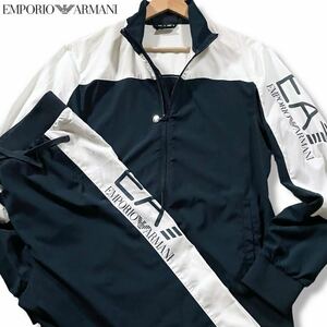 極美品/L相当●エンポリオ アルマーニ ナイロン セットアップ ジャージ 薄手 EMPORIO ARMANI ジャケット パンツ EA7ロゴ 春夏