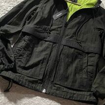 新品タグ付き/L相当●DIESEL ディーゼル ナイロン ジップ パーカー フード ジャケット 春夏 ロゴライン 背面ロゴ 裏地イエロー 黄色い_画像4