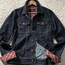 極美品/Lサイズ●バーバリーブラックレーベル デニムジャケット ジージャンBURBERRY BLACK LABEL ストレッチ 裏地ノバチェック ロゴタグ_画像2