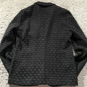 極美品/XLサイズ●最高級 エンポリオ アルマーニ テーラードジャケット EMPORIO ARMANI 凸凹 総柄 幾何学模様 裏地ダイヤ総柄 52の画像8