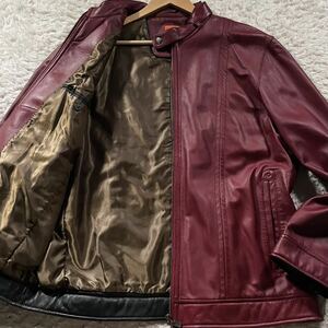  ultimate beautiful goods /XL size *J BLADE J blade Ram leather jacket Rider's blouson sheep leather belt band color bordeaux lining Gold gold 