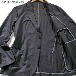 極美品/3Lサイズ●エンポリオ アルマーニ 春夏 サマー テーラードジャケット EMPORIO ARMANI 背抜き ストレッチ ネイビーグレー XXL 56