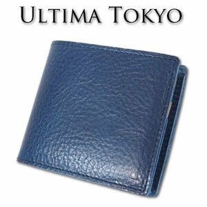 ウルティマトーキョー ultima TOKYO 牛革 二つ折り財布 メンズ ネイビー 紺 新品 正規品 マキアート 日本製 イタリアンレザー