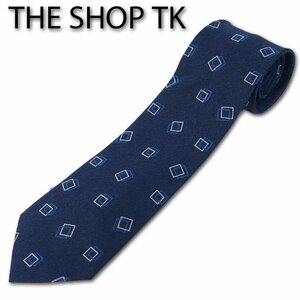 タケオキクチ THE SHOP TK 幾何学スクウェア柄 シルク１００％ ネクタイ ダークネイビー 濃紺 新品 正規品