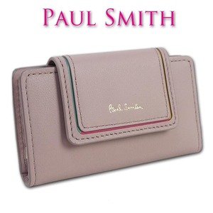  Paul Smith Paul Smith sheep leather | cow leather swirl color line key case lady's pink new goods regular goods 