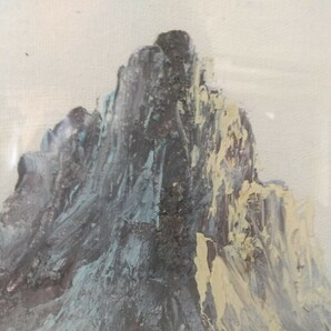 9577■同梱NG 森林から見える山と湖の風景 サイン LIDEN 油彩画 額装 風景画 油絵 洋画 木製額縁 骨董 W88×H62×5㎝4.1㎏の画像3