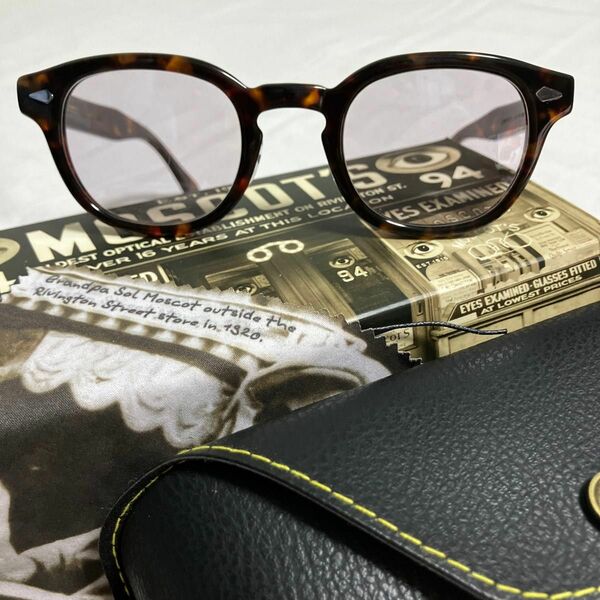 MOSCOT/LEMTOSH モスコット/レムトッシュ べっ甲 46サイズ 度なしトゥルーグレー25%濃度 【鼻盛り加工済み】