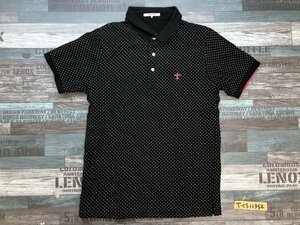 UNION STATION メンズビギ ワンポイント刺繍 ドット 半袖ポロシャツ 02 黒