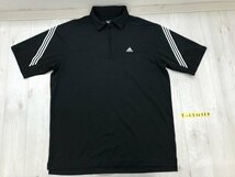 ADIDAS GOLF アディダス ゴルフ メンズ ロゴ刺繍 ハーフジップ 半袖ポロシャツ 大きいサイズ XO 黒_画像1