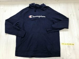 Champion チャンピオン メンズ ロゴプリント フーディー パーカー 大きいサイズ XL 紺