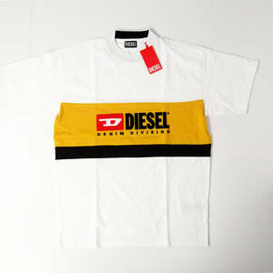 新品正規品 DIESEL ディーゼル T-STREAP-DIVISION 半袖 ビッグシルエット 切替 ロゴ Tシャツ ホワイト S