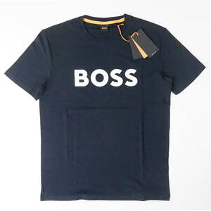  new goods regular goods HUGO BOSS Hugo Boss orange men's short sleeves organic cotton Contrast Logo T-shirt large . sho flat navy S