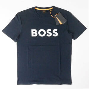  new goods regular goods HUGO BOSS Hugo Boss orange men's short sleeves organic cotton Contrast Logo T-shirt large . sho flat navy XXL