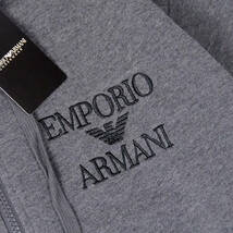 新品正規品 EMPORIO ARMANI エンポリオ アルマーニ ブランドロゴ ジップアップ スウェットパーカー ダークグレー XXL_画像5