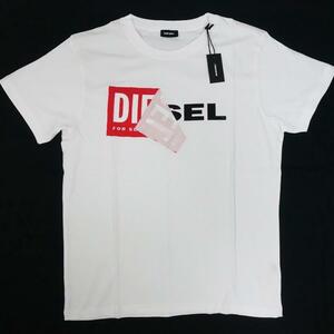 新品正規品 DIESEL ディーゼル T DIEGO QA 半袖 丸首 クルーネック 新旧 ブランド ロゴ Tシャツ ホワイト M